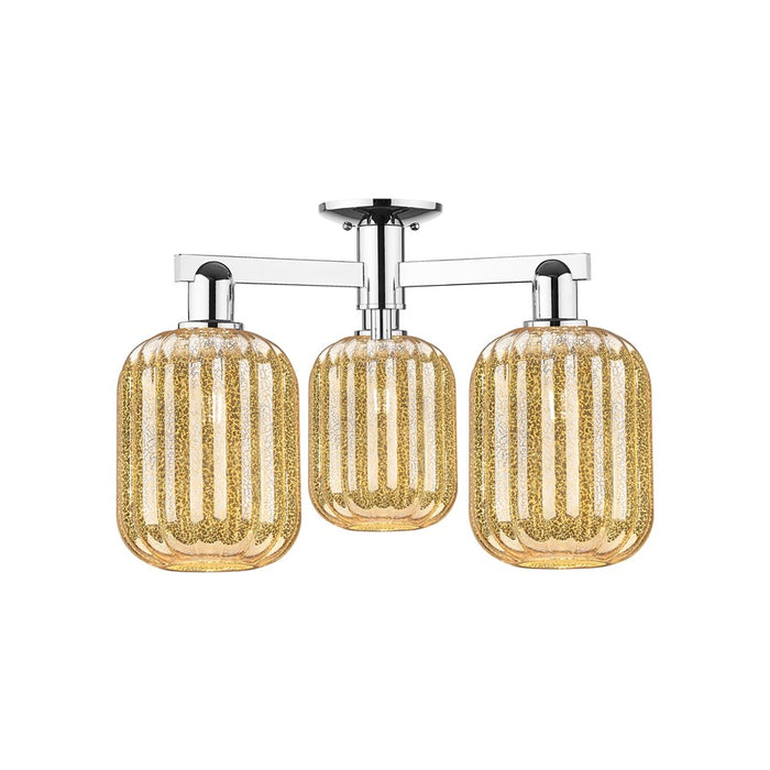 Innovations Preston 3Lt 24" Jar Semi-Flush, Chrome/Mercury - 716-3F-PC-G460-7ME