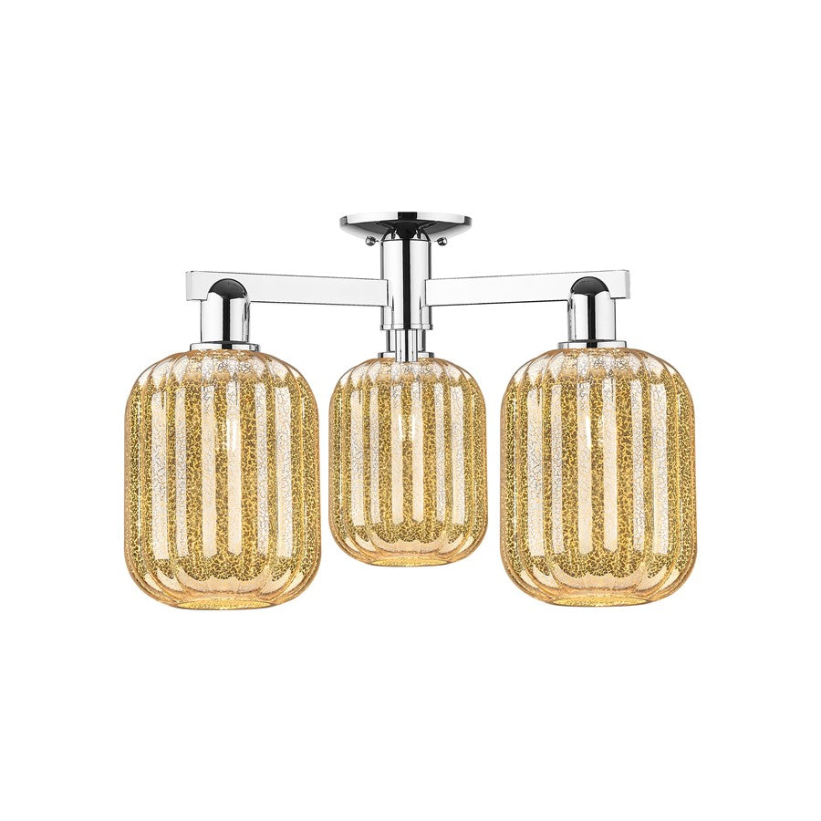 Innovations Preston 3Lt 24" Jar Semi-Flush, Chrome/Mercury - 716-3F-PC-G460-7ME