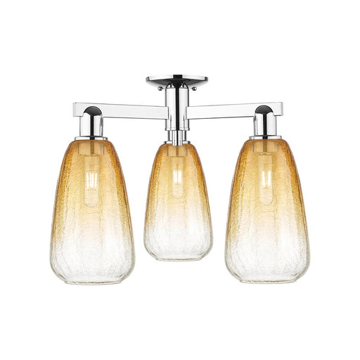 Innovations Brookhaven Almond 3Lt 24" Semi-Flush, Chrome/AM - 716-3F-PC-G480-6AM