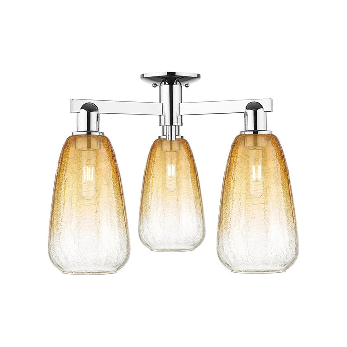 Innovations Brookhaven Almond 3Lt 24" Semi-Flush, Chrome/AM - 716-3F-PC-G480-6AM