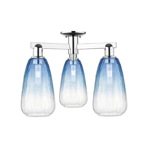 Innovations Brookhaven Almond 3Lt 24" Semi-Flush, Chrome/SB - 716-3F-PC-G480-6SB