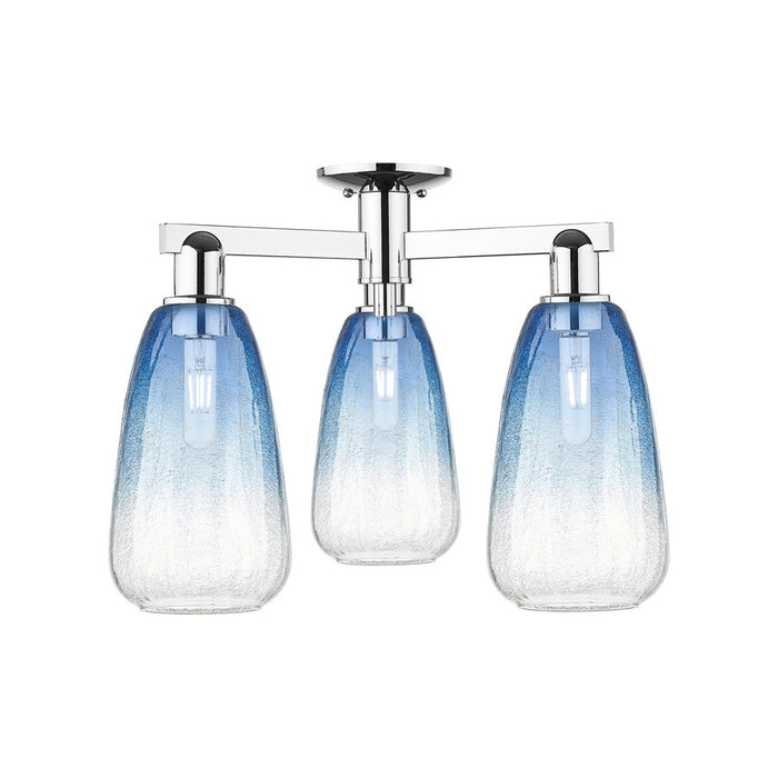 Innovations Brookhaven Almond 3Lt 24" Semi-Flush, Chrome/SB - 716-3F-PC-G480-6SB