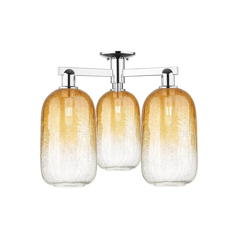 Innovations Brookhaven Cloche 3Lt 25" Semi-Flush, Chrome/AM - 716-3F-PC-G482-7AM