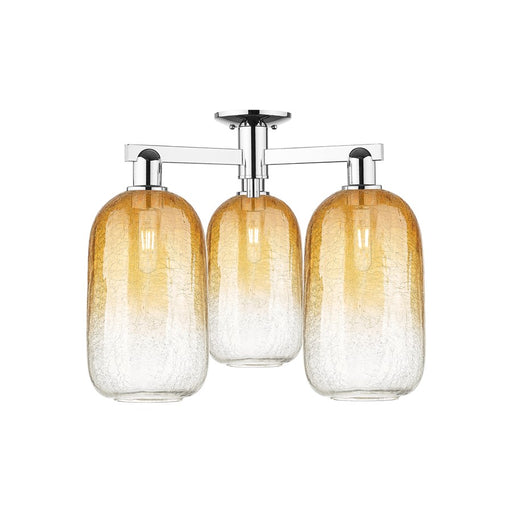 Innovations Brookhaven Cloche 3Lt 25" Semi-Flush, Chrome/AM - 716-3F-PC-G482-7AM