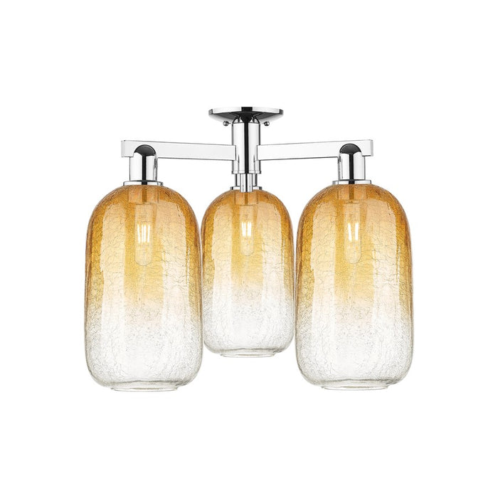Innovations Brookhaven Cloche 3Lt 25" Semi-Flush, Chrome/AM - 716-3F-PC-G482-7AM