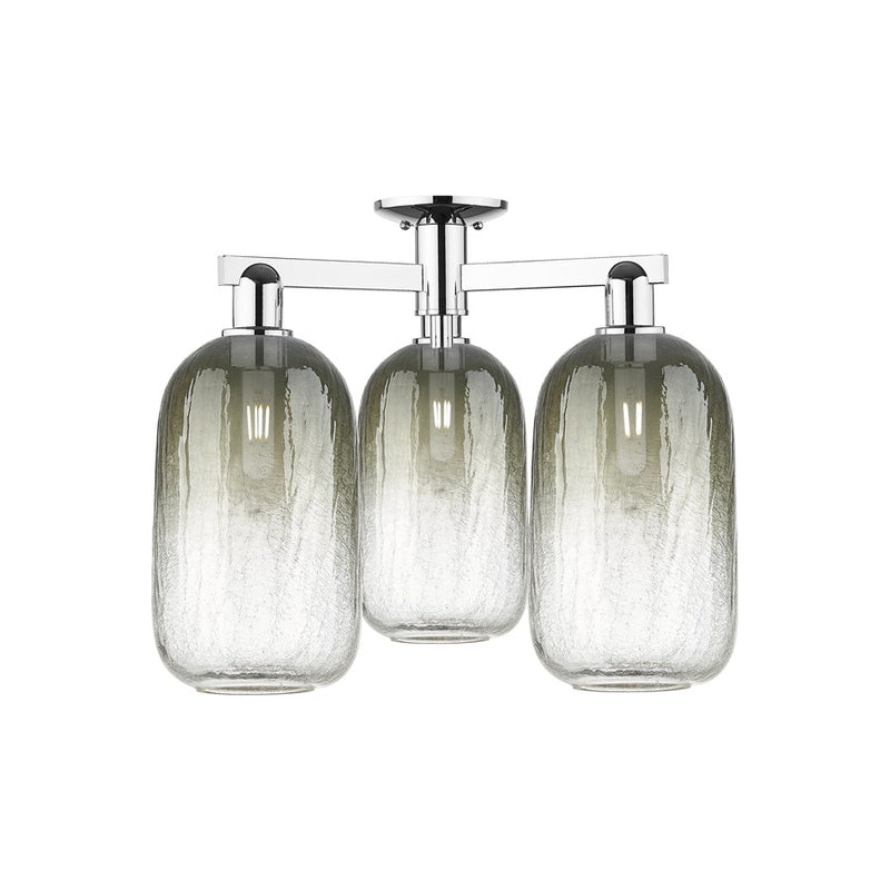 Innovations Brookhaven Cloche 3Lt 25" Semi-Flush, CH/SL - 716-3F-PC-G482-7SL