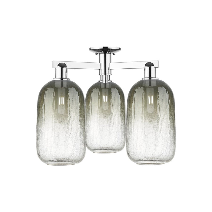 Innovations Brookhaven Cloche 3Lt 25" Semi-Flush, CH/SL - 716-3F-PC-G482-7SL