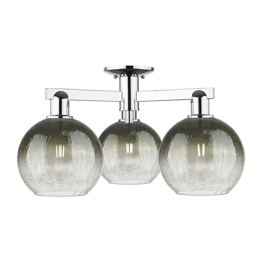 Innovations Brookhaven Globe 25in 3-Light Semi-Flush Mount | Industrial Polished Chrome and Slate Glass | Entryway & Hallway | Model 716-3F-PC-G483-8SL
