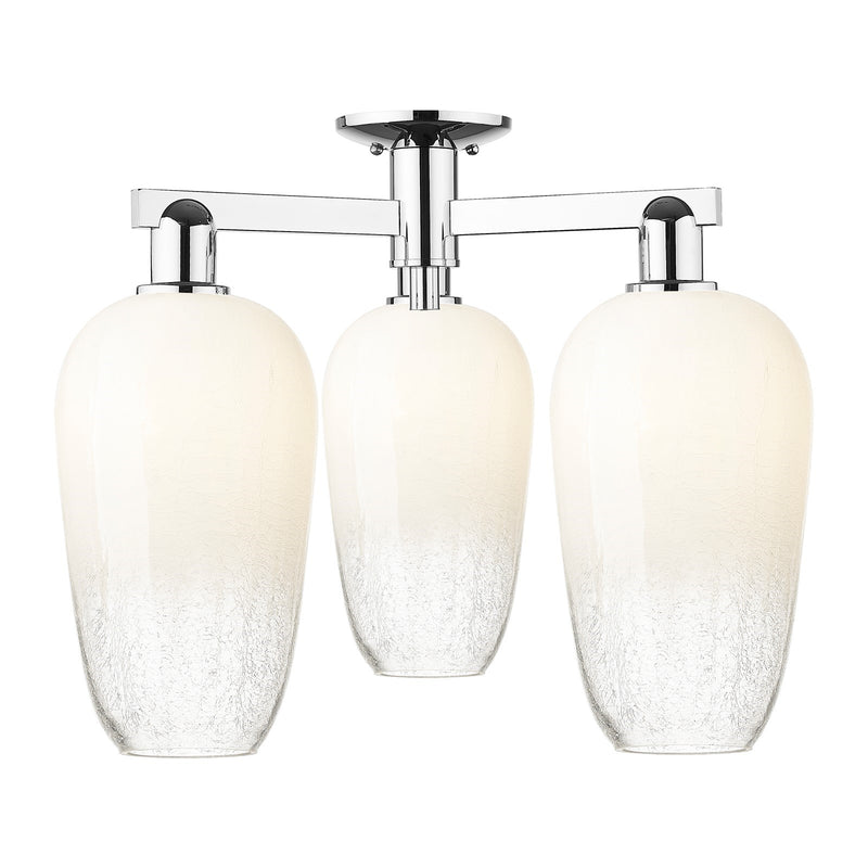 Innovations Brookhaven Flute 24.5in 3-Light Semi-Flush Mount | Industrial Polished Chrome and Opal Glass | Living Room & Dining | Model 716-3F-PC-G484-7OP