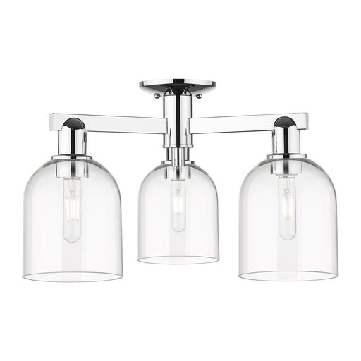 Innovations Bella 23in 3-Light Semi-Flush Mount | Polished Chrome Steel and Clear Bell Glass | Damp Location Living Room & | Model 716-3F-PC-G558-6CL