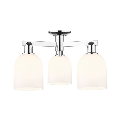 Innovations Bella 23in 3-Light Semi-Flush Mount | Industrial Polished Chrome and White Glass | Living Room & Bedroom | 23 x 23 | Model 716-3F-PC-G558-6GWH