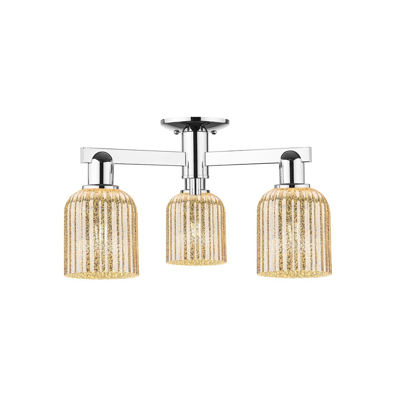 Innovations Bridal Veil 22.5in 3-Light Semi-Flush Mount | Industrial Polished Chrome and Mercury Ribbed Glass | Entryway & | Model 716-3F-PC-G559-5ME