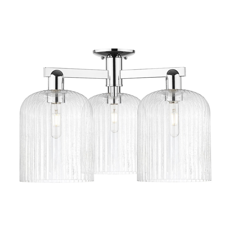 Innovations Bridal Veil 26in 3-Light Semi-Flush Mount | Industrial Polished Chrome Steel and Seedy Glass | Entryway & Hallway | Model 716-3F-PC-G559-8SDY