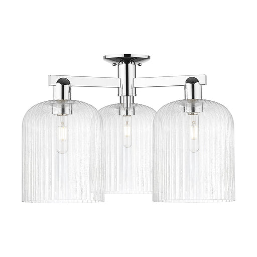 Innovations Bridal Veil 26in 3-Light Semi-Flush Mount | Industrial Polished Chrome Steel and Seedy Glass | Entryway & Hallway | Model 716-3F-PC-G559-8SDY