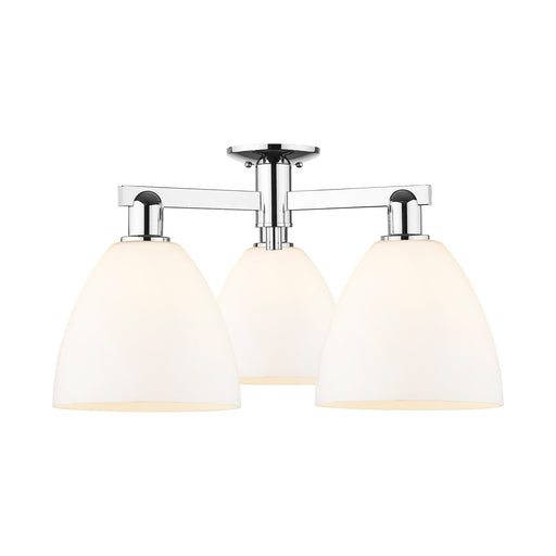 Innovations Bristol 27in 3-Light Semi-Flush Mount | Industrial Polished Chrome and Matte White Glass | Living Room & Entryway | Model 716-3F-PC-GBD-91