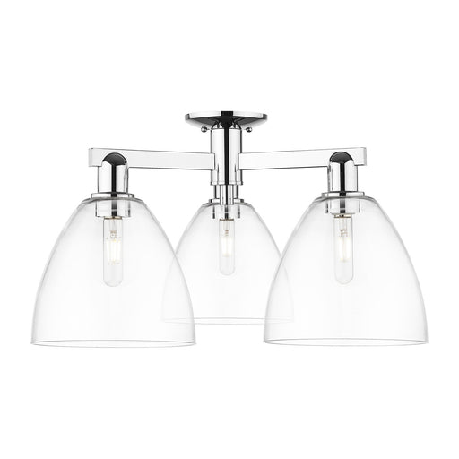 Innovations Bristol 26.5in 3-Light Semi-Flush Mount | Industrial Polished Chrome Steel and Clear Glass | Entryway & Hallway | Model 716-3F-PC-GBD-92