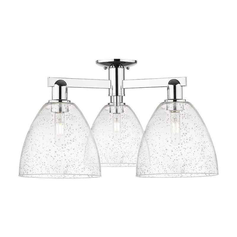 Innovations Bristol 27in 3-Light Semi-Flush Mount | Industrial Polished Chrome and Seedy Glass | Entryway & Hallway | 26.5 x | Model 716-3F-PC-GBD-94