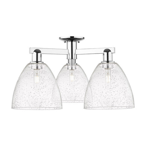 Innovations Bristol 27in 3-Light Semi-Flush Mount | Industrial Polished Chrome and Seedy Glass | Entryway & Hallway | 26.5 x | Model 716-3F-PC-GBD-94
