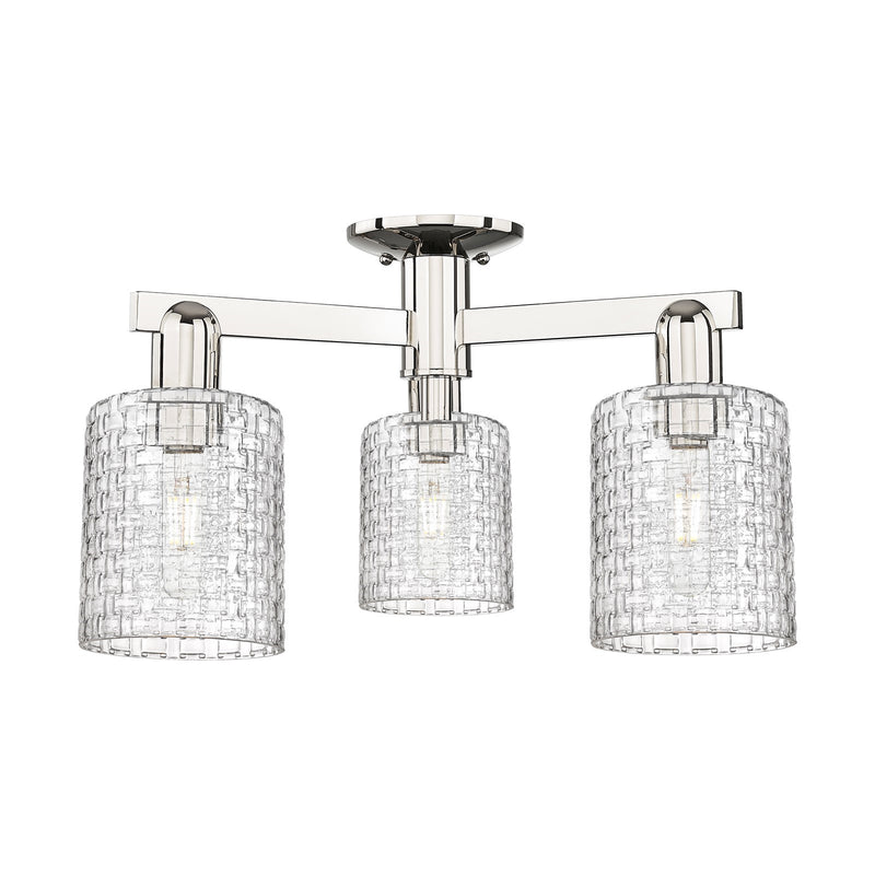 Innovations Cobbleskill 23in 3-Light Semi-Flush Mount | Industrial Polished Nickel and Clear Glass | Entryway & Hallway | 22.5 | Model 716-3F-PN-G112C-5CL