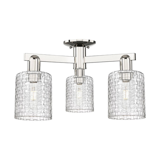 Innovations Cobbleskill 23in 3-Light Semi-Flush Mount | Industrial Polished Nickel and Clear Glass | Entryway & Hallway | 22.5 | Model 716-3F-PN-G112C-5CL