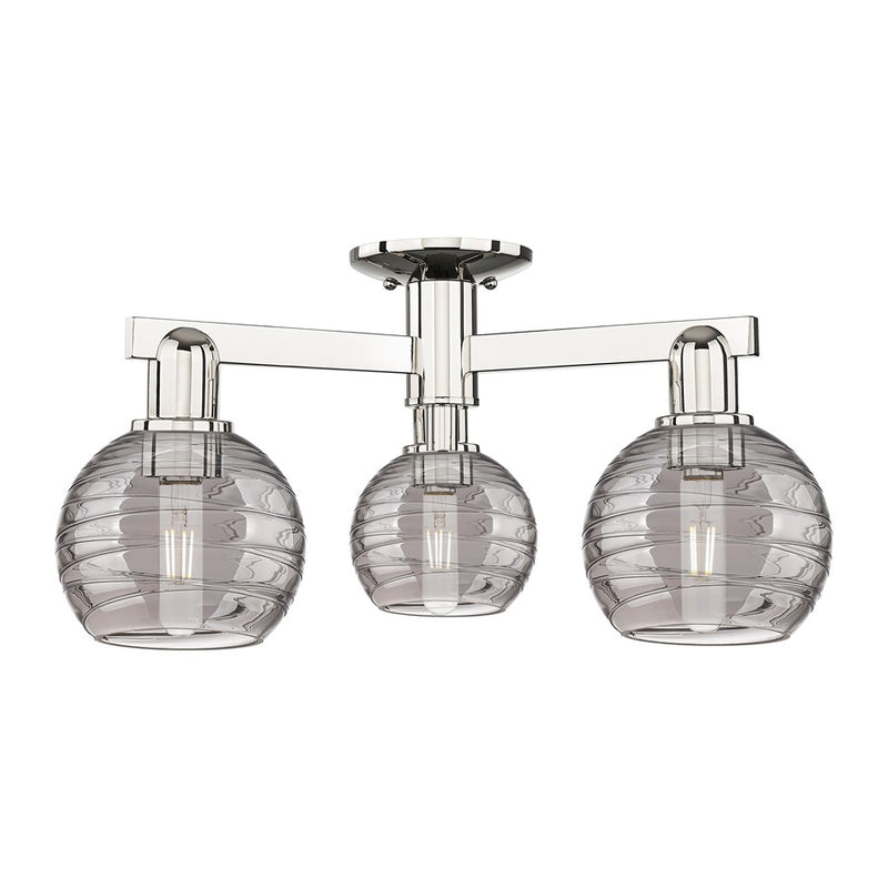 Innovations Athens Deco Swirl 3Lt 23" Semi-Flush, PN/Smoke - 716-3F-PN-G1213-6SM