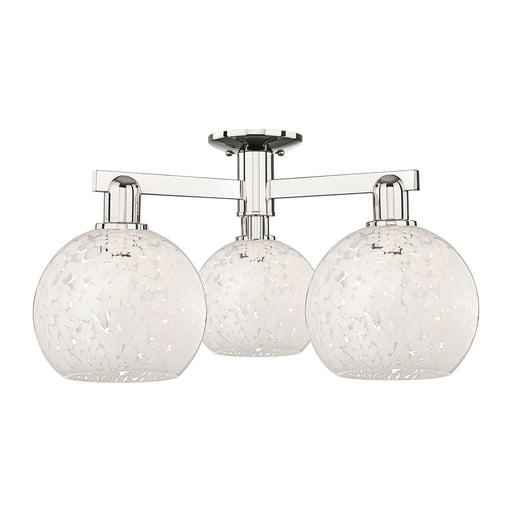 Innovations Lighting Arcadia 26in 3-Light Semi-Flush Mount | Industrial Polished Nickel and White Mouchette Glass | Entryway & | Model 716-3F-PN-G1216-8WM