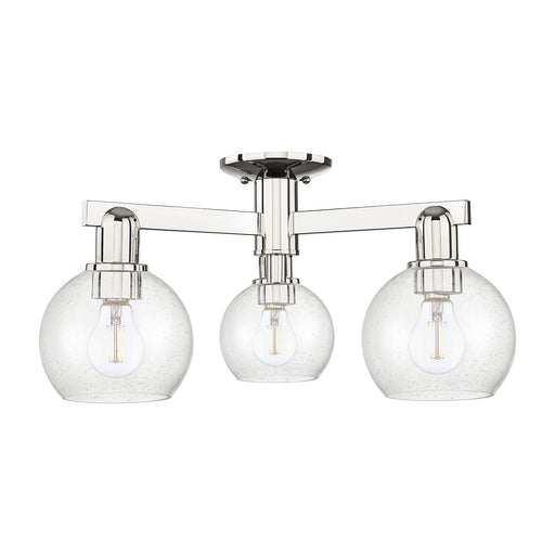 Innovations Athens 23in 3-Light Semi-Flush Mount | Industrial Polished Nickel Steel and Seedy Glass | Damp-Rated Entryway & | Model 716-3F-PN-G124-6