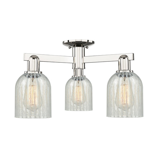 Innovations Caledonia 23in 3-Light Semi-Flush Mount | Industrial Modern Polished Nickel and Mouchette Glass | Kitchen & Hallway | Model 716-3F-PN-G2511