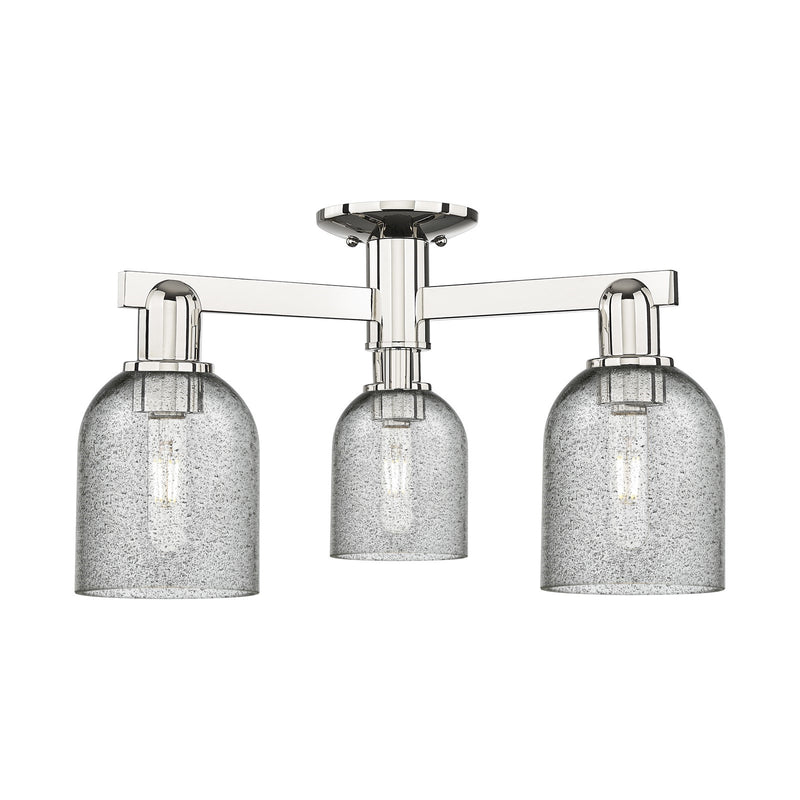 Innovations Caledonia 23in 3-Light Semi-Flush Mount | Industrial Modern Contempo Polished Nickel and Charcoal Glass | Kitchen & | Model 716-3F-PN-G257