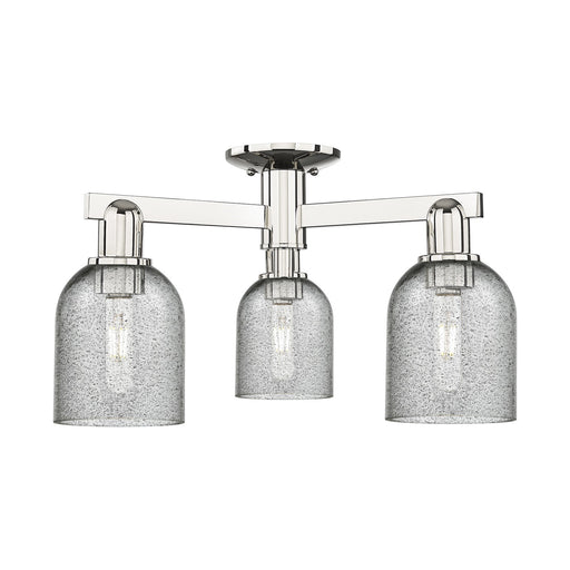 Innovations Caledonia 23in 3-Light Semi-Flush Mount | Industrial Modern Contempo Polished Nickel and Charcoal Glass | Kitchen & | Model 716-3F-PN-G257