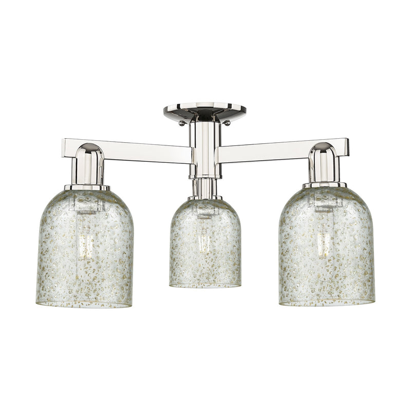 Innovations Caledonia 23in 3-Light Semi-Flush Mount | Industrial Modern Polished Nickel and Mica Glass | Entryway & Hallway | 22.5 | Model 716-3F-PN-G259