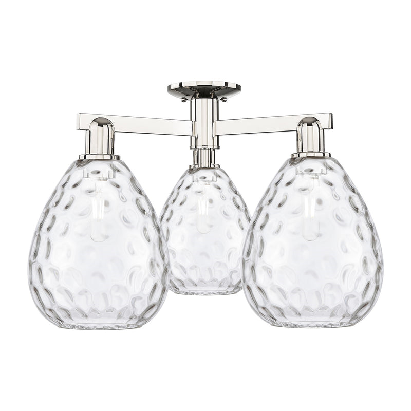 Innovations Waverly 26in 3-Light Semi-Flush Mount | Industrial Polished Nickel Steel and Clear Glass | Entryway & Hallway | 25.5 x | Model 716-3F-PN-G372