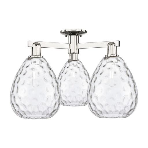 Innovations Waverly 26in 3-Light Semi-Flush Mount | Industrial Polished Nickel Steel and Clear Glass | Entryway & Hallway | 25.5 x | Model 716-3F-PN-G372