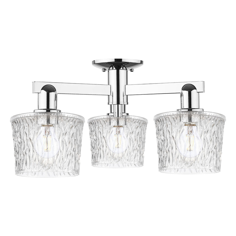 Innovations Niagara 24in 3-Light Semi-Flush Mount | Industrial Modern Polished Nickel and Clear Glass | Entryway & Hallway | 24 x | Model 716-3F-PN-G402