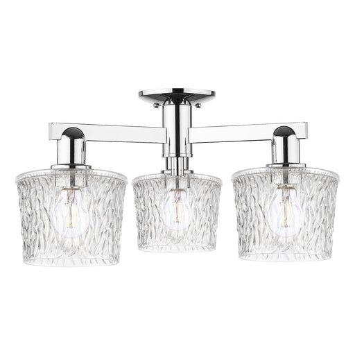 Innovations Niagara 24in 3-Light Semi-Flush Mount | Industrial Modern Polished Nickel and Clear Glass | Entryway & Hallway | 24 x | Model 716-3F-PN-G402