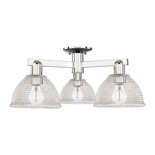 Innovations Arietta 26in 3-Light Semi-Flush Mount | Polished Nickel Steel and Clear Glass Dome | Damp-Rated Entryway & Hallway | Model 716-3F-PN-G422