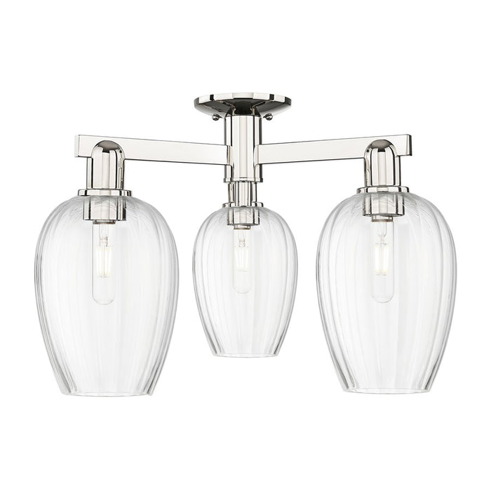 Innovations Preston 3Lt 24" Flute Semi-Flush, PN/Clear - 716-3F-PN-G457-6CL