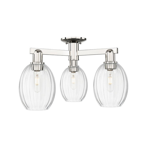 Innovations Preston 3Lt 24" Bulb Semi-Flush, PN/Clear - 716-3F-PN-G459-6CL