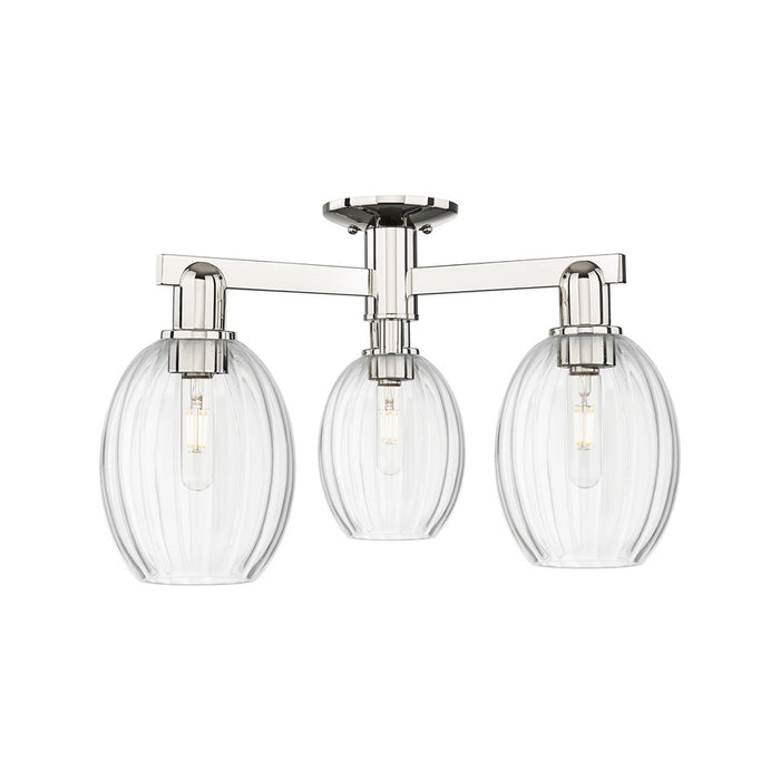 Innovations Preston 3Lt 24" Bulb Semi-Flush, PN/Clear - 716-3F-PN-G459-6CL