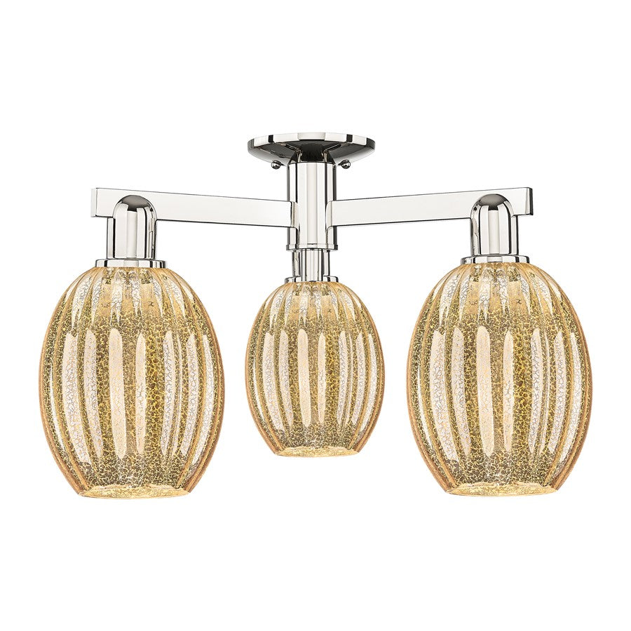 Innovations Preston 3Lt 24" Bulb Semi-Flush, PN/Mercury - 716-3F-PN-G459-6ME