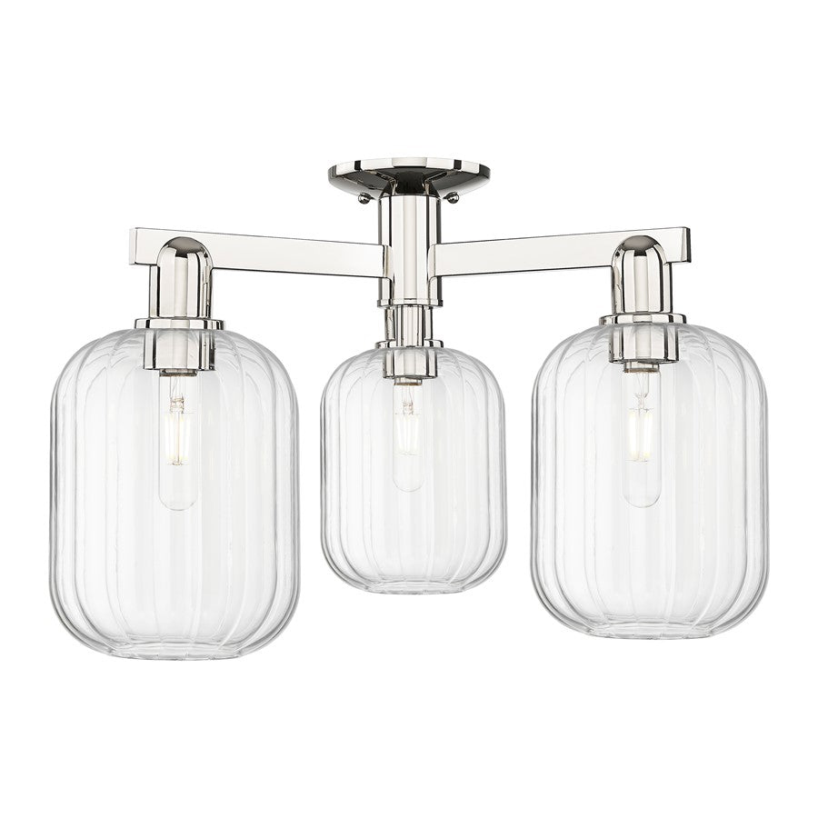 Innovations Preston 3Lt 24" Jar Semi-Flush, PN/Clear - 716-3F-PN-G460-7CL
