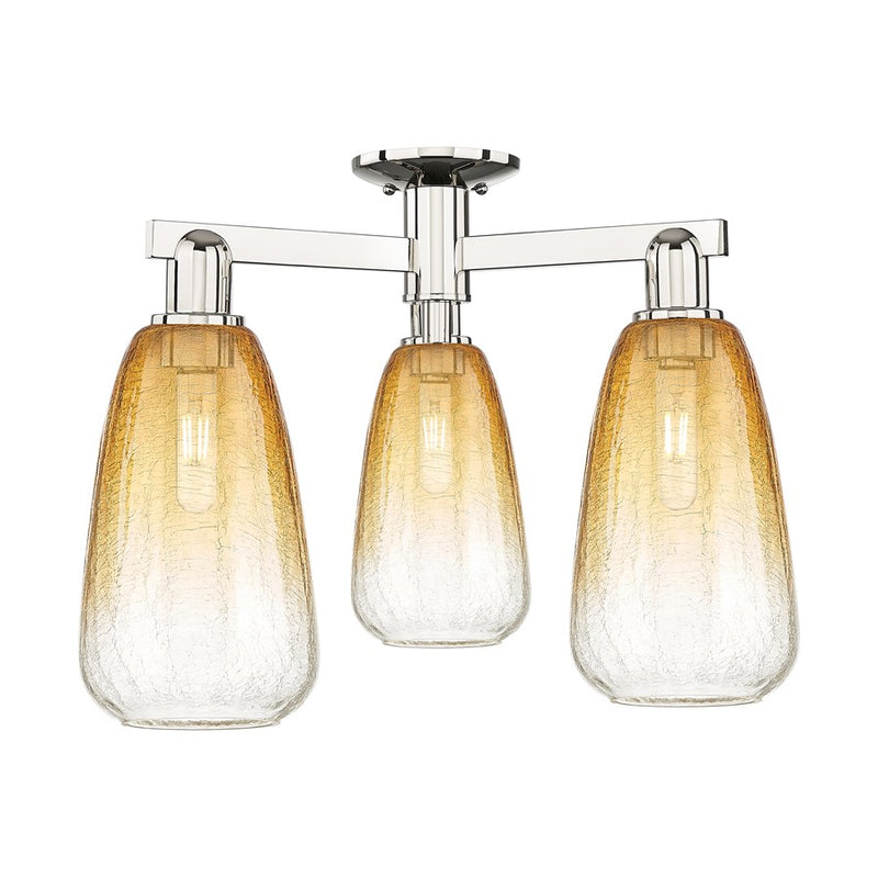 Innovations Brookhaven Almond 3Lt 24" Semi-Flush, PN/Amber - 716-3F-PN-G480-6AM