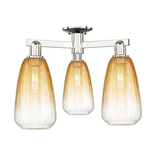 Innovations Brookhaven Almond 3Lt 24" Semi-Flush, PN/Amber - 716-3F-PN-G480-6AM