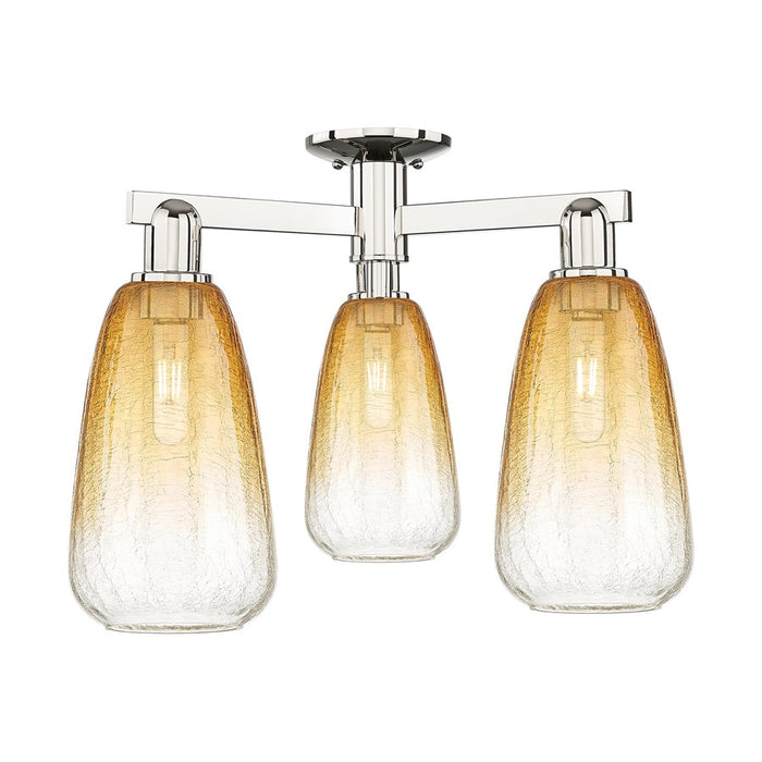 Innovations Brookhaven Almond 3Lt 24" Semi-Flush, PN/Amber - 716-3F-PN-G480-6AM
