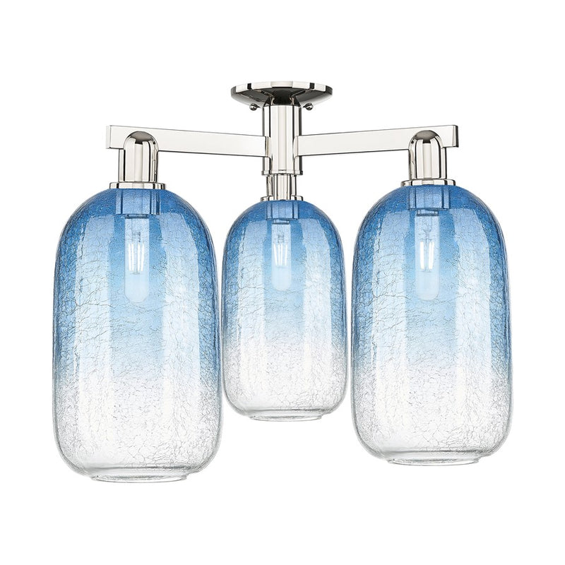 Innovations Brookhaven Cloche 3Lt 25" Semi-Flush, PN/SB - 716-3F-PN-G482-7SB