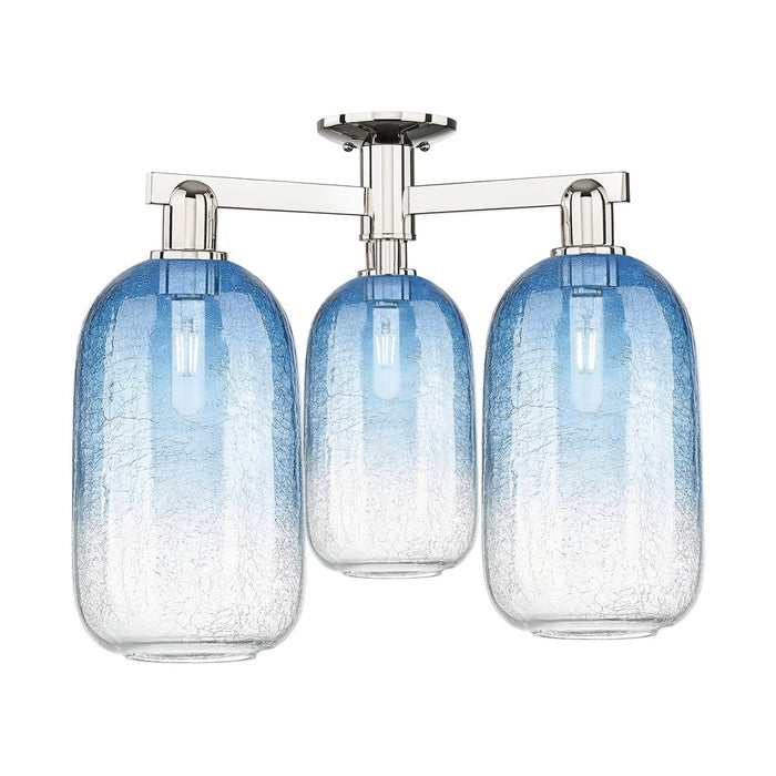 Innovations Brookhaven Cloche 3Lt 25" Semi-Flush, PN/SB - 716-3F-PN-G482-7SB