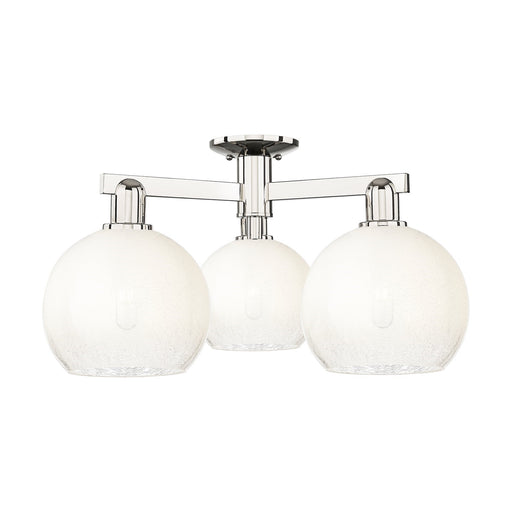 Innovations Brookhaven Globe 25.5in 3-Light Semi-Flush Mount | Industrial Polished Nickel and Opal Glass | Living Room & Dining | Model 716-3F-PN-G483-8OP