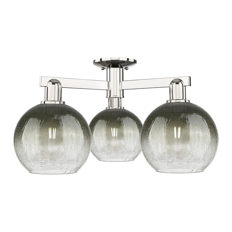 Innovations Brookhaven Globe 25in 3-Light Semi-Flush Mount | Industrial Polished Nickel and Slate Glass | Living Room & Dining | Model 716-3F-PN-G483-8SL