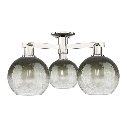 Innovations Brookhaven Globe 25in 3-Light Semi-Flush Mount | Industrial Polished Nickel and Slate Glass | Living Room & Dining | Model 716-3F-PN-G483-8SL