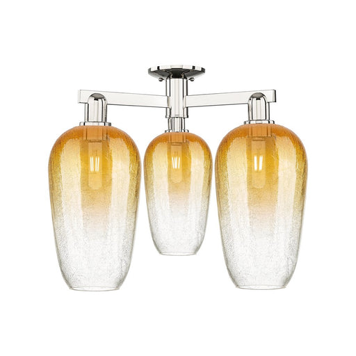 Innovations Brookhaven Flute 3Lt 25" Semi-Flush, PN/Amber - 716-3F-PN-G484-7AM